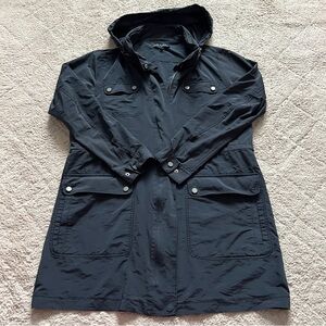 Theory Anorak Navy Blue Black Jacket Preppy Minimalist Quiet Luxury Capsule Sz 2
